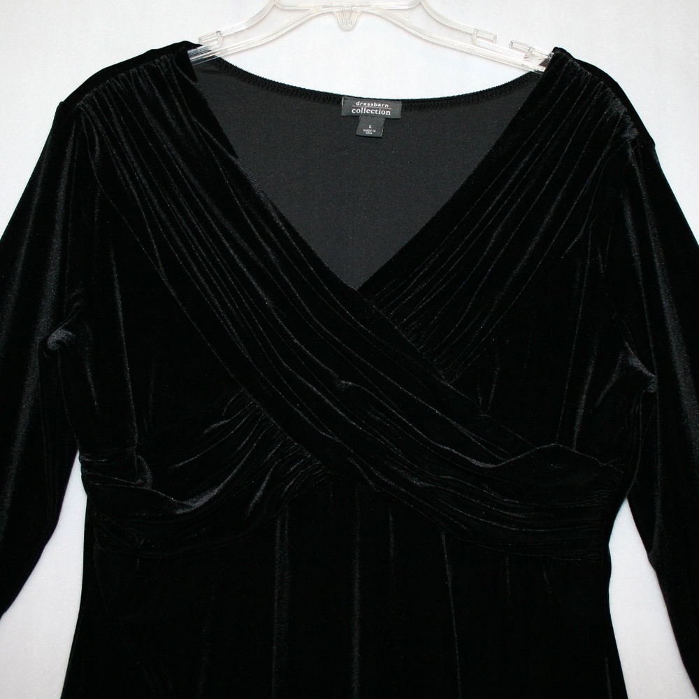 NWT Black Velour Cross-Front 3/4-sleeve Top